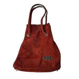 Elegant Suede Handbag‎ in Rich Brown Ruth Saltz Vintage